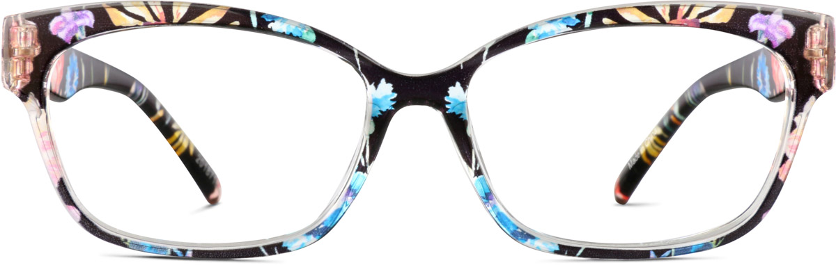 Black Floral Cat-Eye Glasses