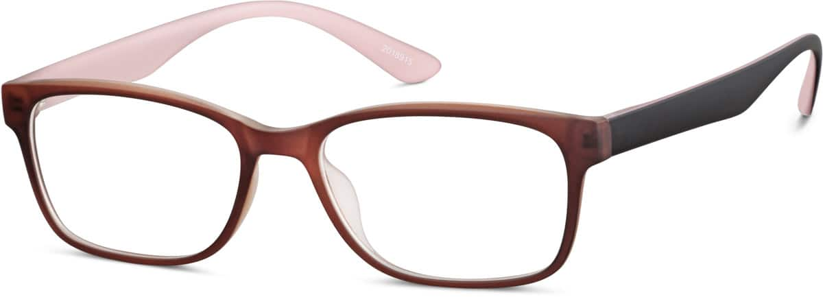 Angle view of Rectangle Glasses 2018915 in Brown