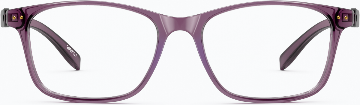 Front view of Rectangle Glasses 2019017 in Purple thumbnail