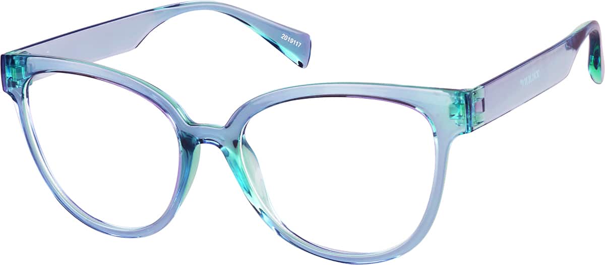 Angle view of Square Glasses 2019117 in Blue Green