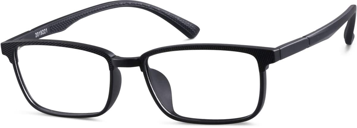 Angle view of Rectangle Glasses 2019221 in Black