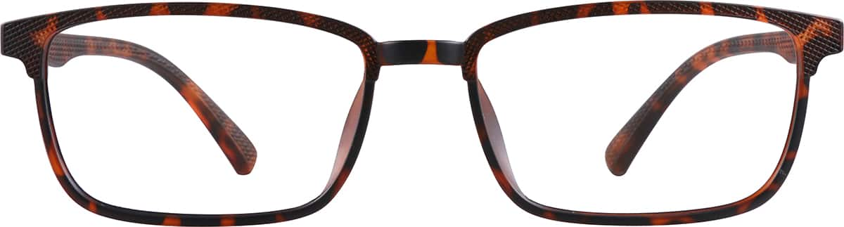 Front view of Rectangle Glasses 2019225 in Tortoiseshell