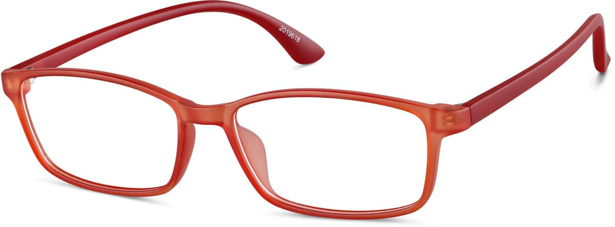 Angle view of Rectangle Glasses 2019618 in Red