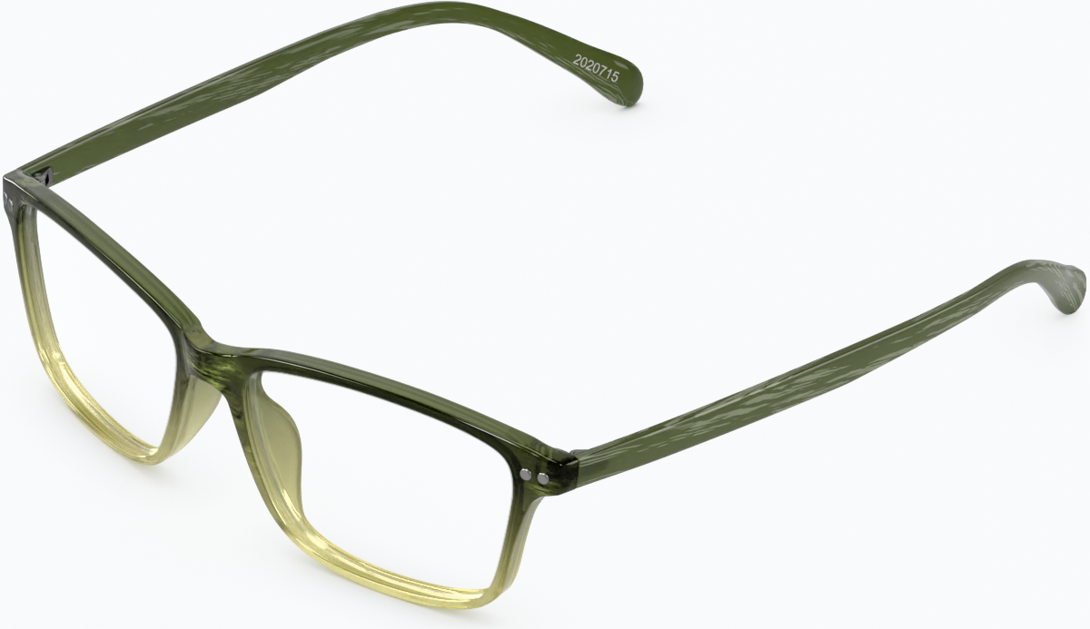 Angle view of Rectangle Glasses 2020724 in Olive Green