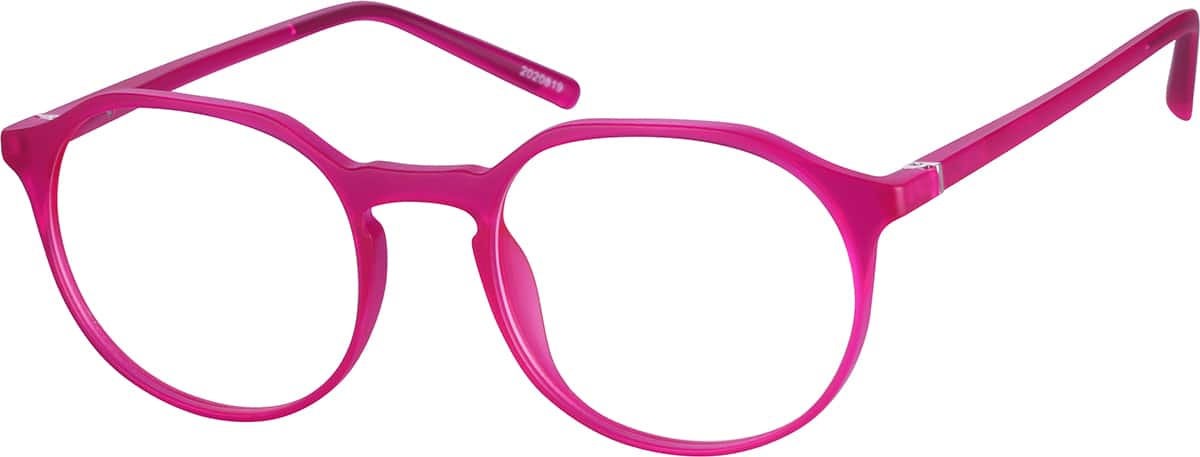Angle view of Round Glasses 2020819 in Raspberry