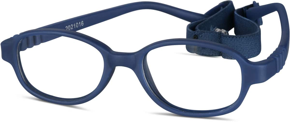 Angle view of Kids' Flexible Oval Glasses 2021016 in Navy