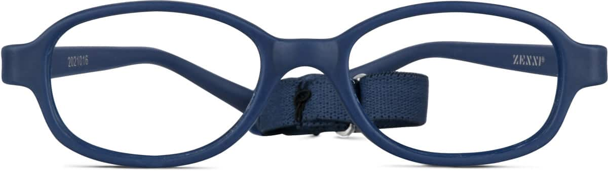 Front view of Kids' Flexible Oval Glasses 2021016 in Navy