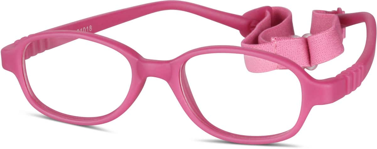 Angle view of Kids' Flexible Oval Glasses 2021018 in Raspberry