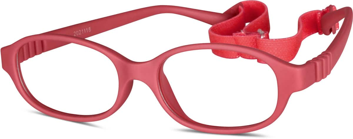 Angle view of Kids’ Flexible Oval Glasses 2021118 in Red