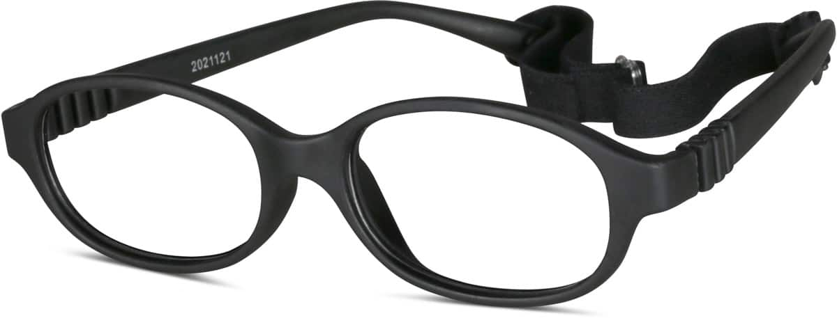 Angle view of Kids’ Flexible Oval Glasses 2021121 in Black