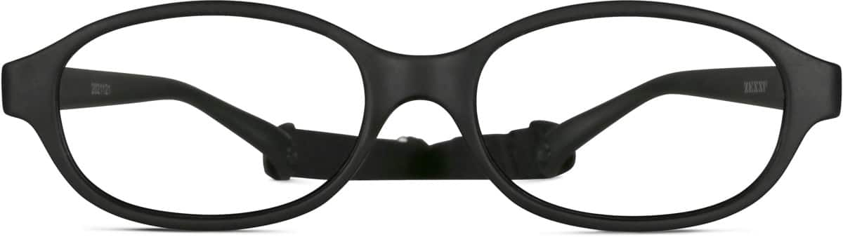 Front view of Kids’ Flexible Oval Glasses 2021121 in Black