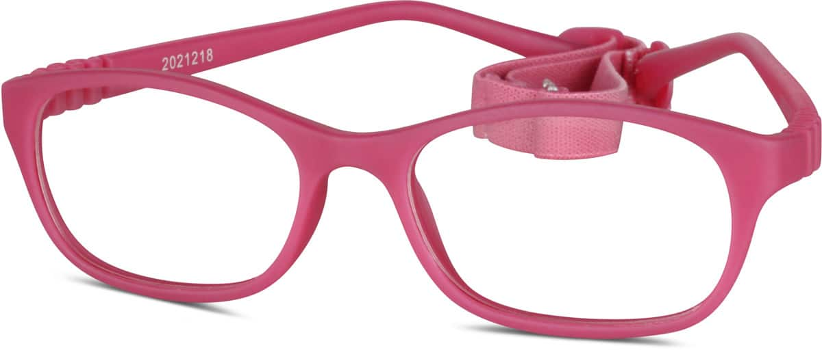 Angle view of Kids’ Flexible Rectangle Glasses 2021218 in Dark pink