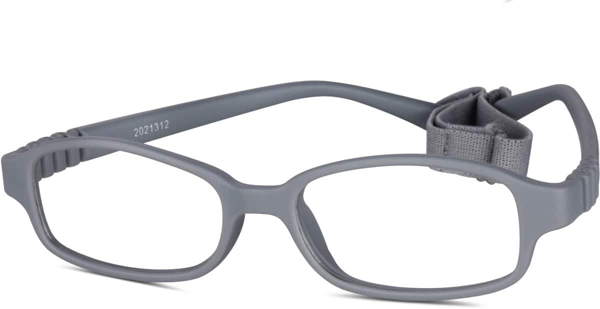 Angle view of Kids’ Flexible Rectangle Glasses 2021312 in Gray