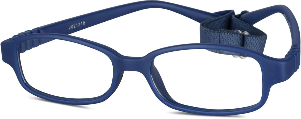 Angle view of Kids’ Flexible Rectangle Glasses 2021316 in Navy