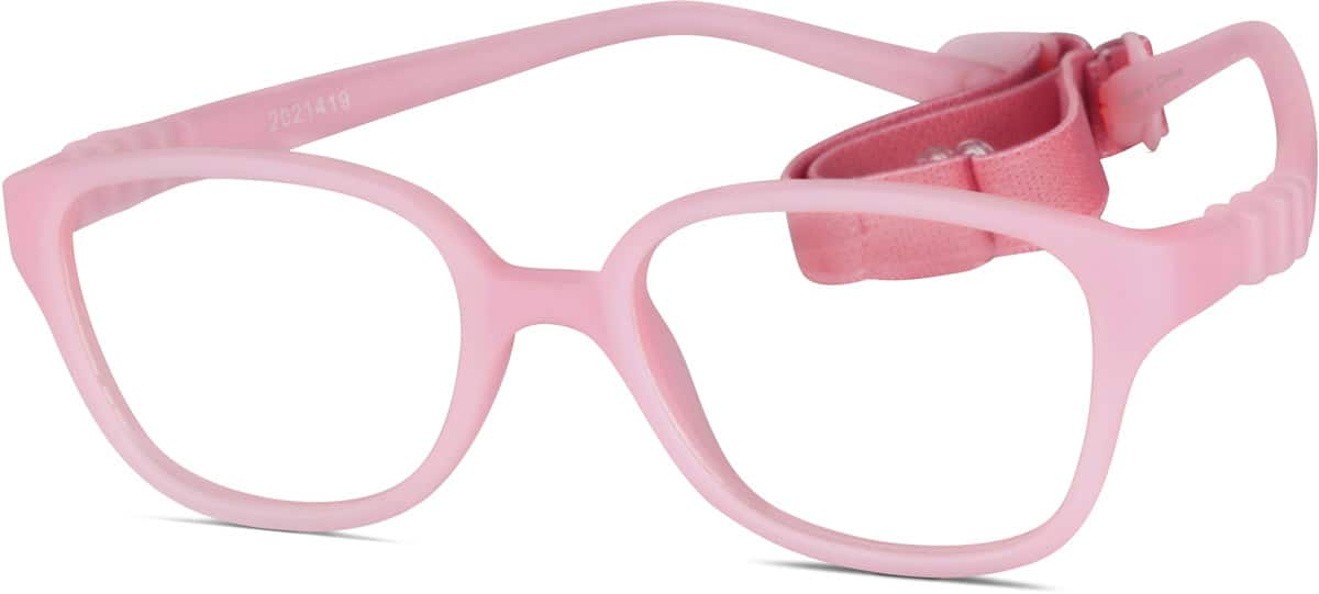 Angle view of Kids' Flexible Square Glasses 2021419 in Pink