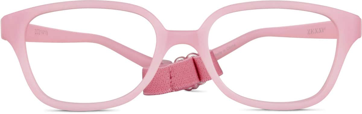 Front view of Kids' Flexible Square Glasses 2021419 in Pink