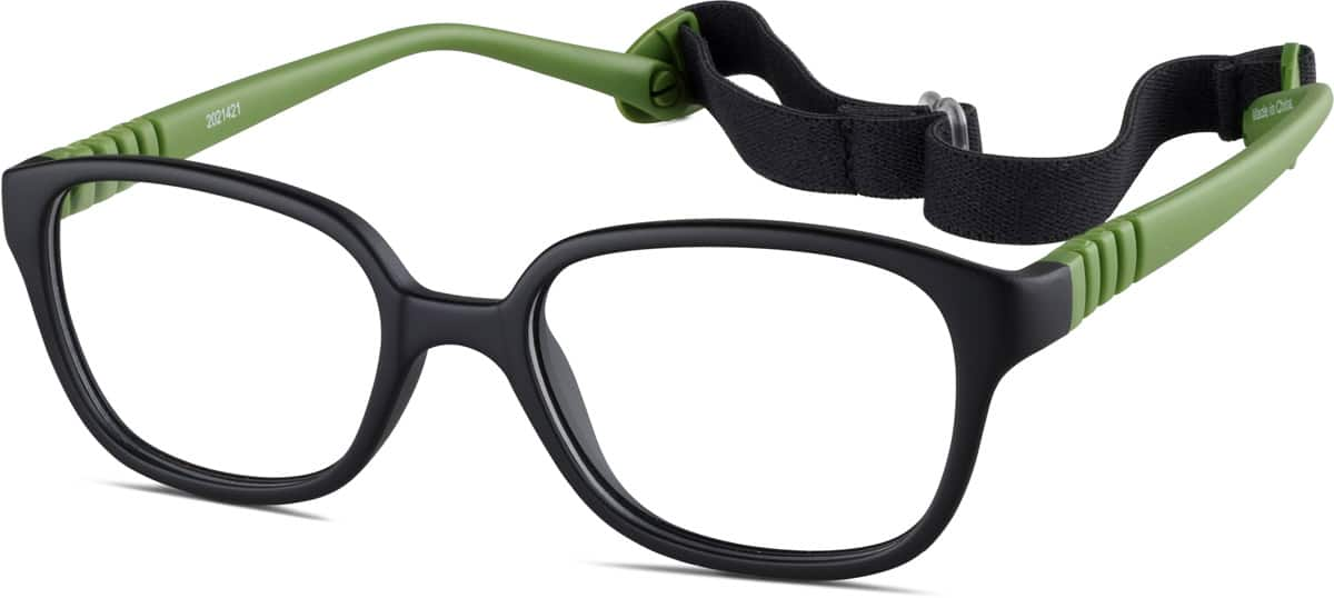 Angle view of Kids' Flexible Square Glasses 2021421 in Black