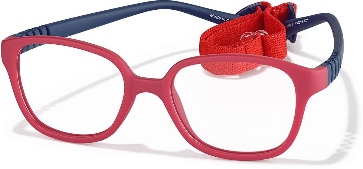 Angle view of Kids' Flexible Square Glasses 2021428 in Red