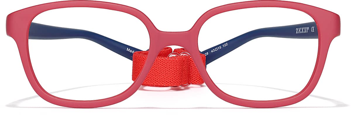 Front view of Kids' Flexible Square Glasses 2021428 in Red