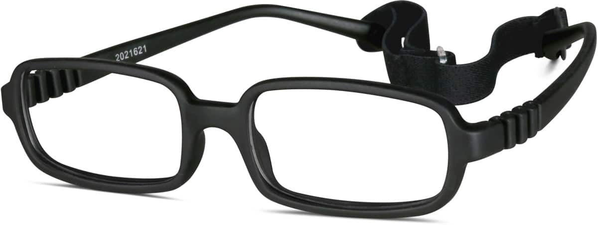 Angle view of Kids’ Flexible Rectangle Glasses 2021621 in Black