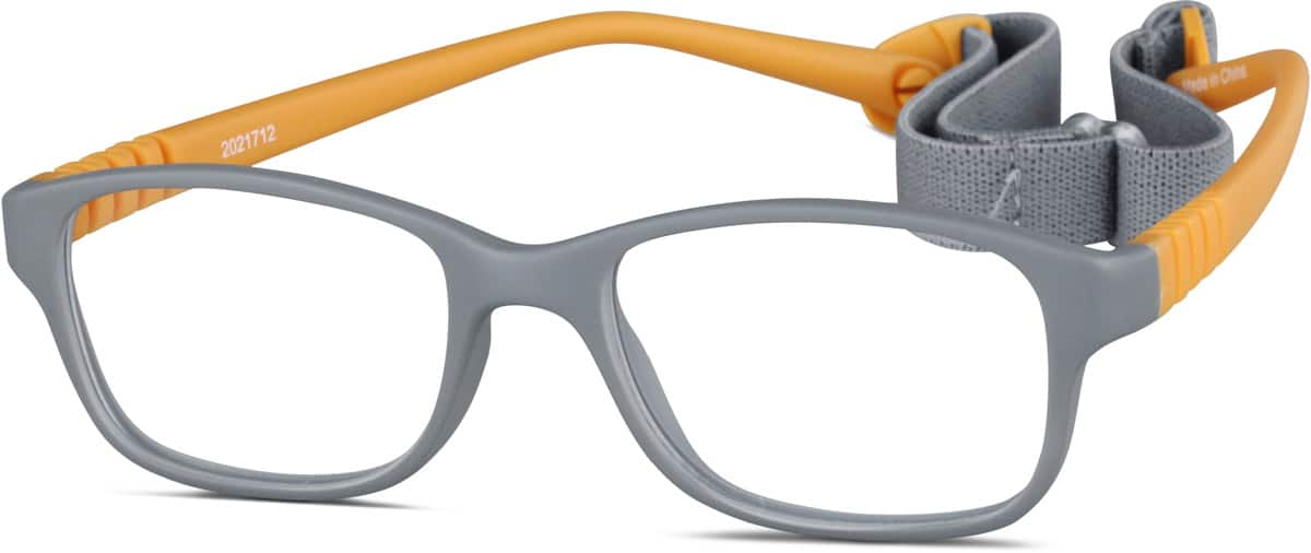 Angle view of Kids’ Flexible Rectangle Glasses 2021712 in Gray