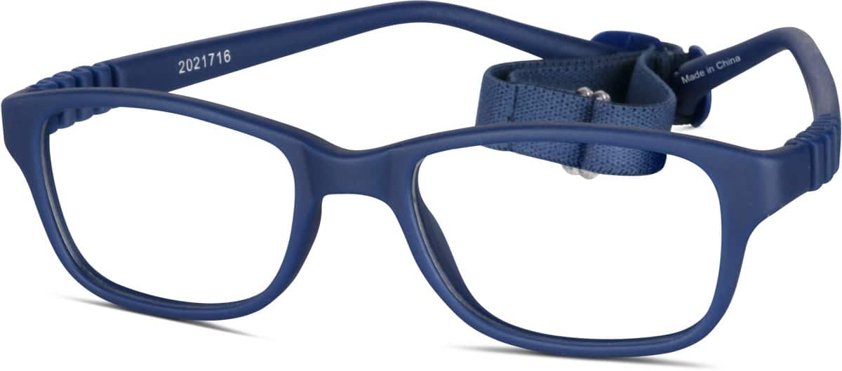 Angle view of Kids’ Flexible Rectangle Glasses 2021716 in Navy