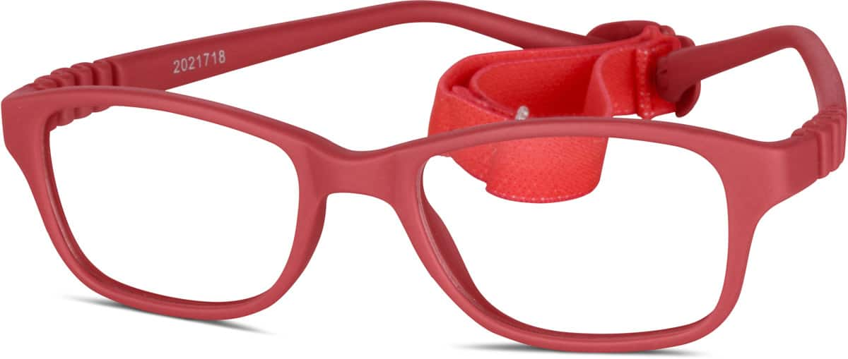 Angle view of Kids’ Flexible Rectangle Glasses 2021718 in Red