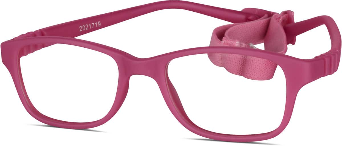 Angle view of Kids’ Flexible Rectangle Glasses 2021719 in Pink