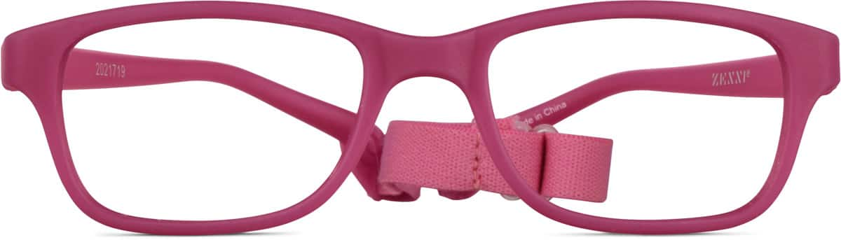 Front view of Kids’ Flexible Rectangle Glasses 2021719 in Pink