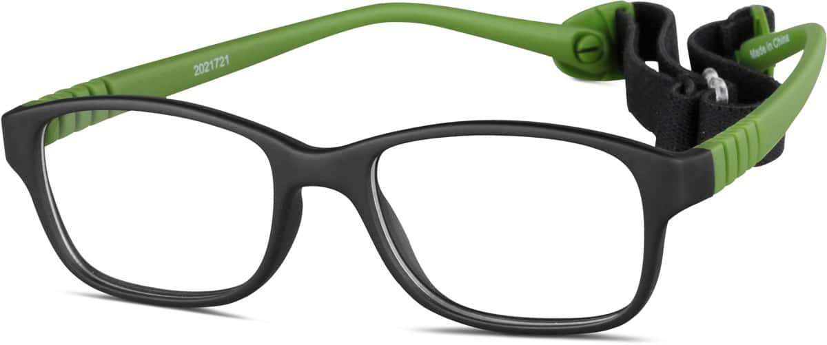 Angle view of Kids’ Flexible Rectangle Glasses 2021721 in Black