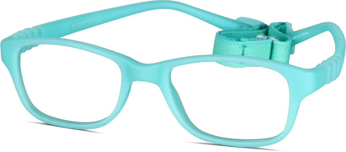 Angle view of Kids’ Flexible Rectangle Glasses 2021724 in Turquoise