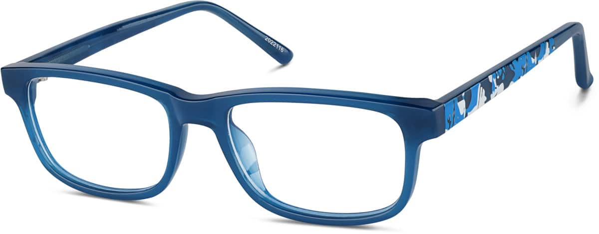 Angle view of Kids’ Rectangle Glasses 2022116 in Blue