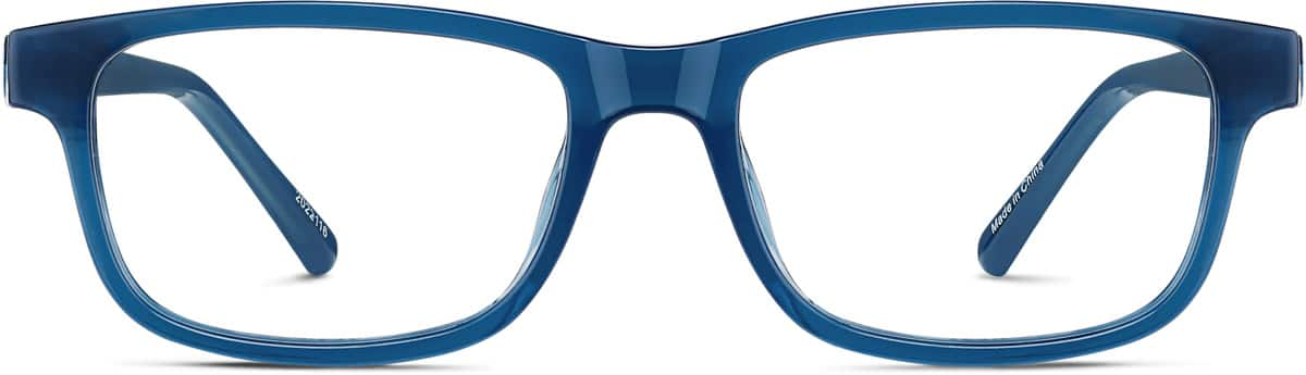 Front view of Kids’ Rectangle Glasses 2022116 in Blue