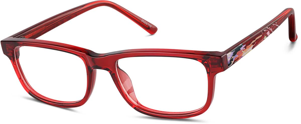 Angle view of Kids’ Rectangle Glasses 2022118 in Red