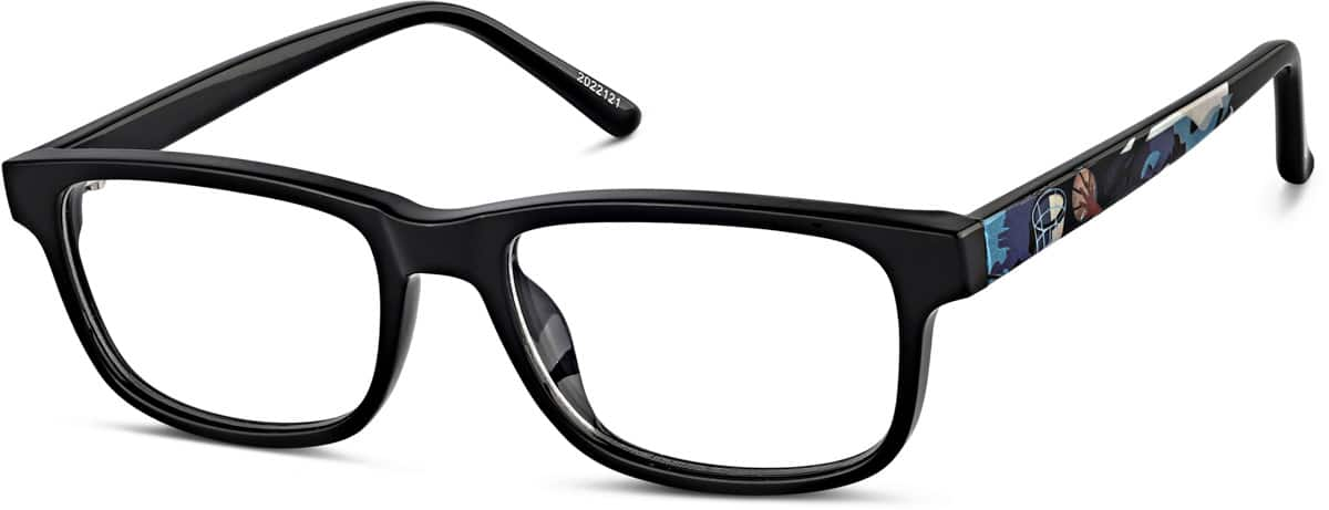 Angle view of Kids’ Rectangle Glasses 2022121 in Black