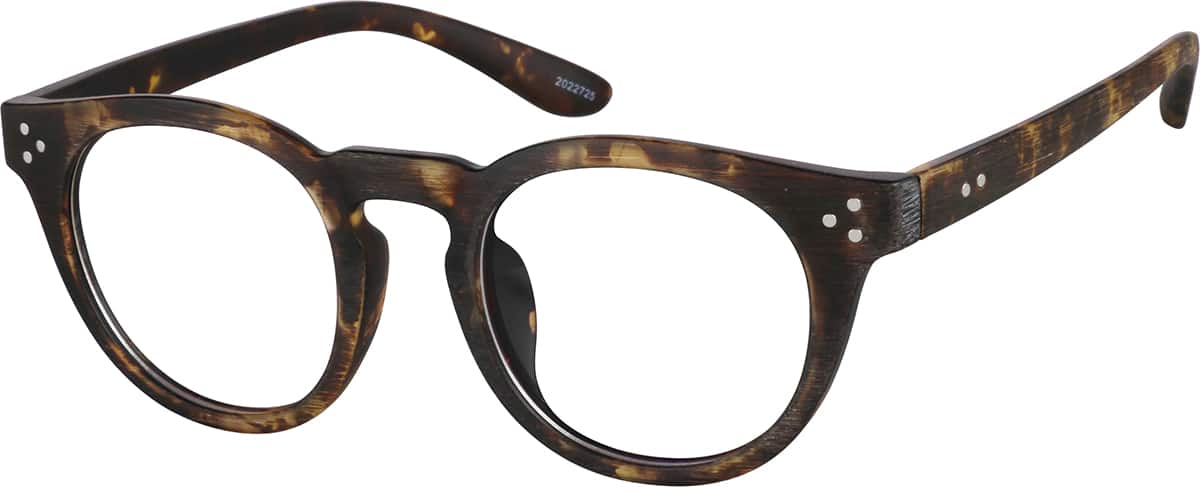 Angle view of Round Glasses 2022725 in Tortoiseshell