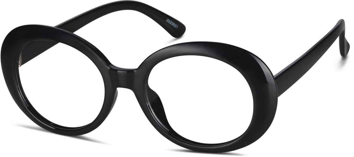 Angle view of Oval Glasses 2023021 in Black