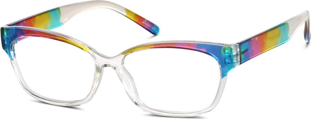 Angle view of Rectangle Glasses 2023729 in Rainbow