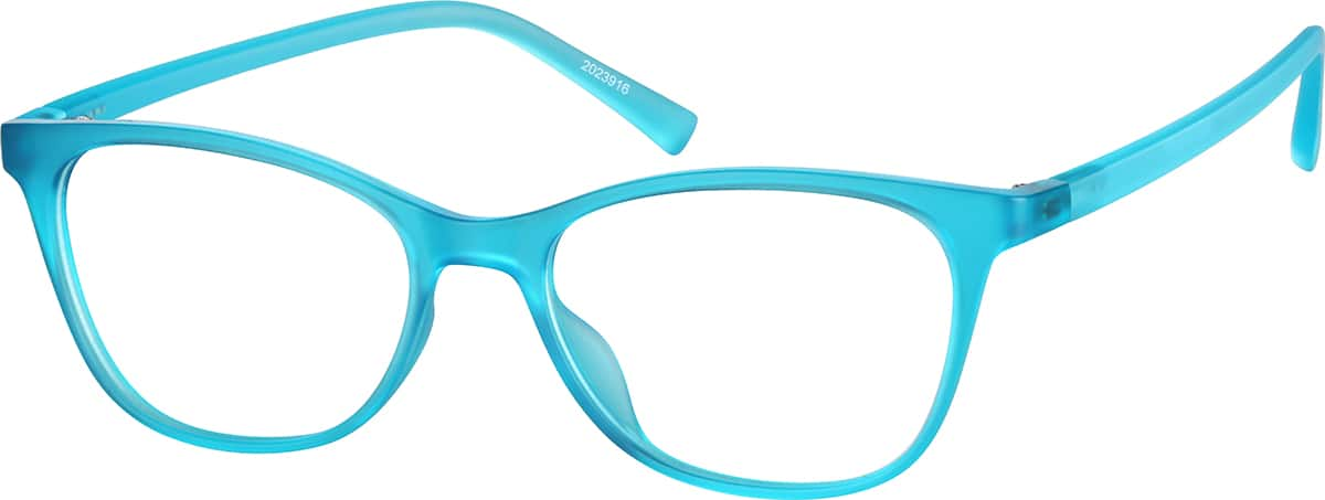 Angle view of Rectangle Glasses 2023916 in Turquoise Blue