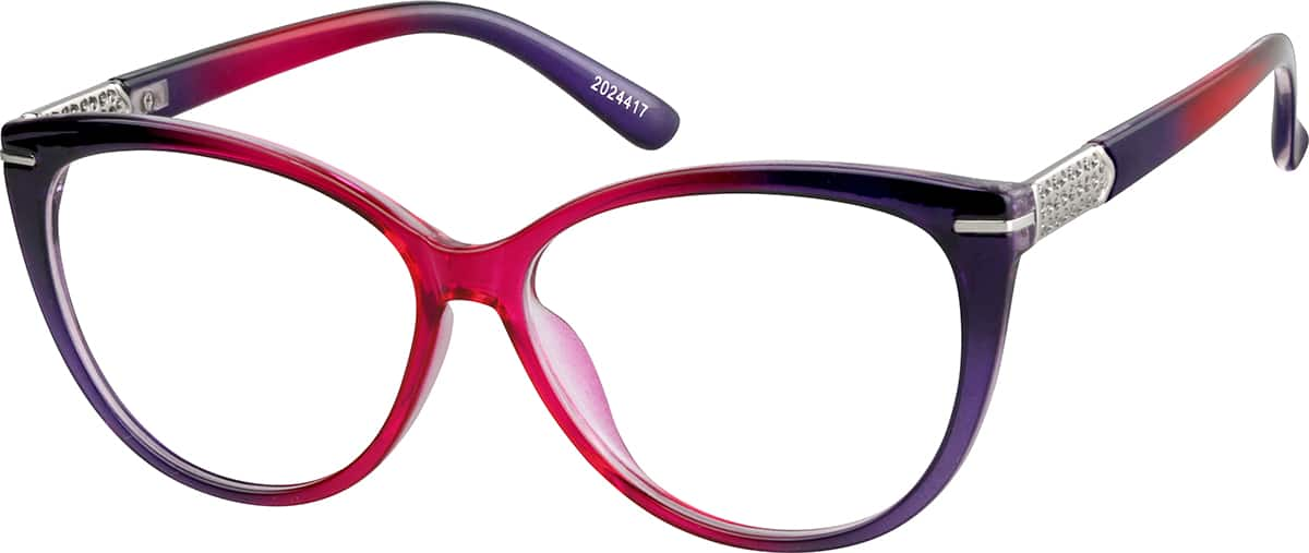 Angle view of Cat-Eye Glasses 2024417 in Red