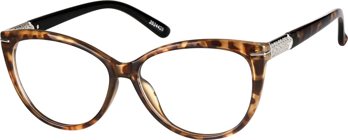 Angle view of Cat-Eye Glasses 2024425 in Tortoiseshell