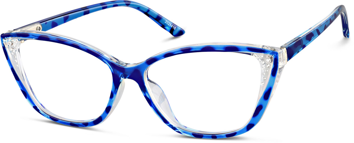 Zenni Women's Cat-Eye Prescription Glasses Blue Plastic Full Rim Frame