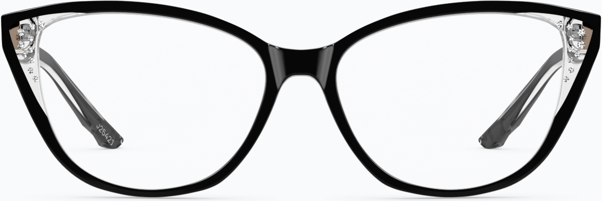Front view of Cat-Eye Glasses 2025421 in Black thumbnail