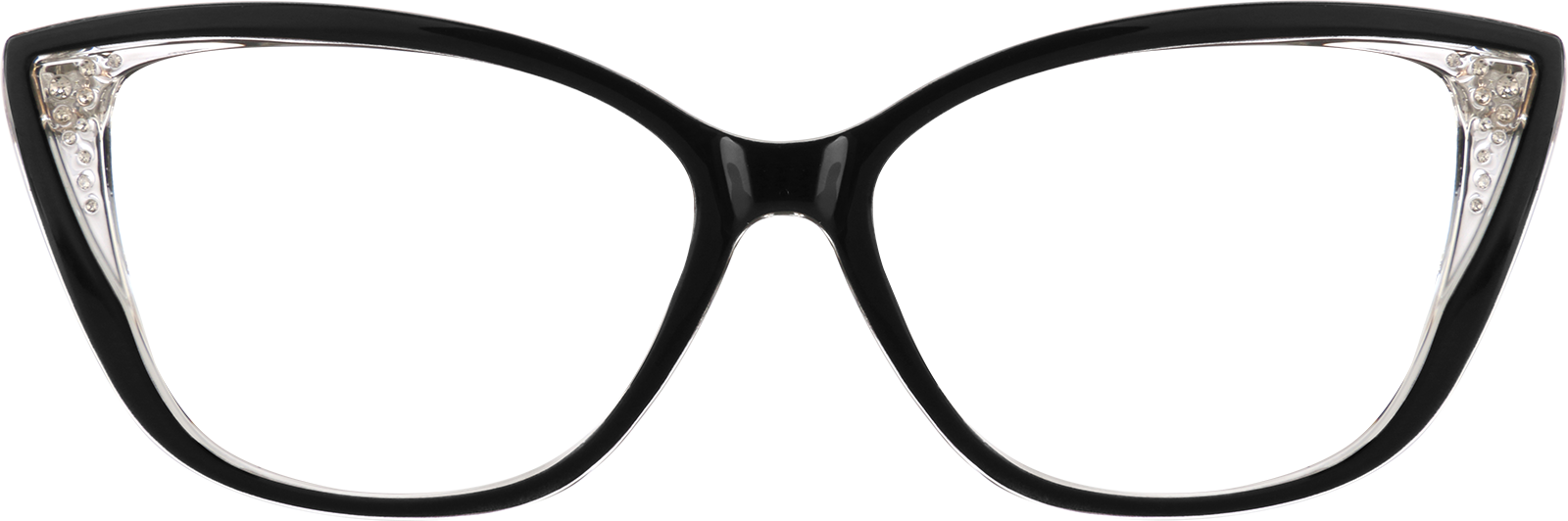 Front view of Cat-Eye Glasses 2025421 in Black