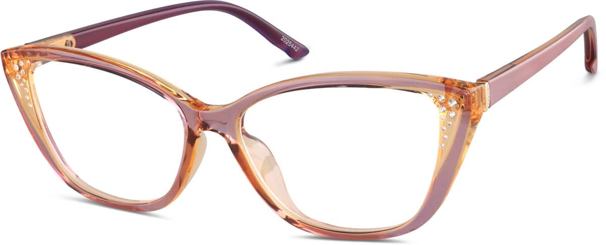 Angle view of Cat-Eye Glasses 2025442 in Orange