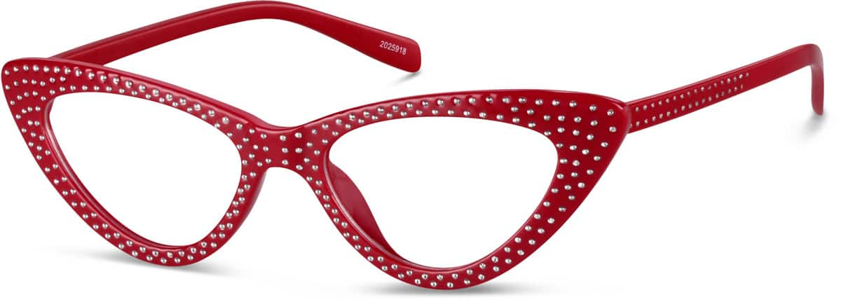 Angle view of Cat-Eye Glasses 2025918 in Red