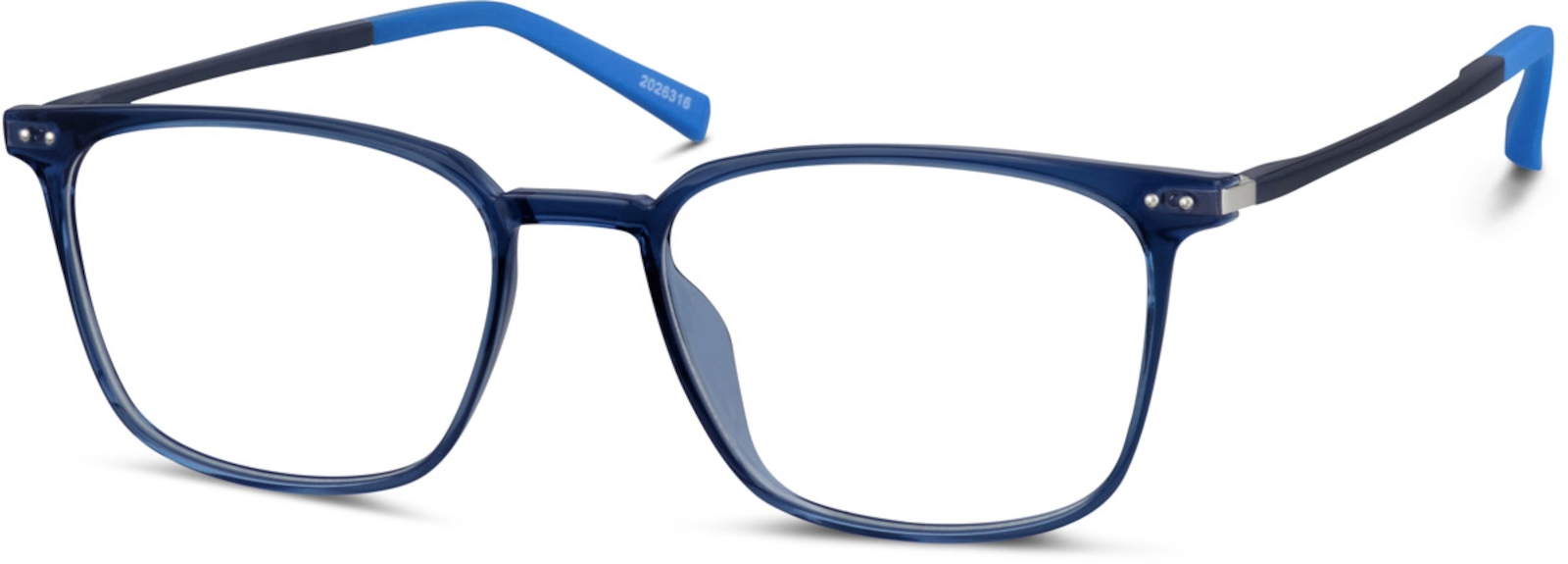Zenni Square Prescription Glasses Blue Plastic Full Rim Frame