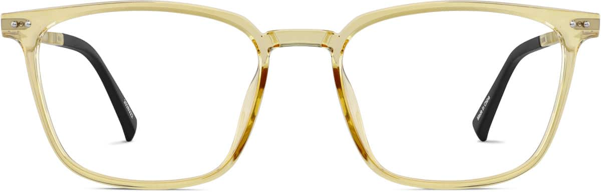 Front view of Square Glasses 2026322 in Yellow