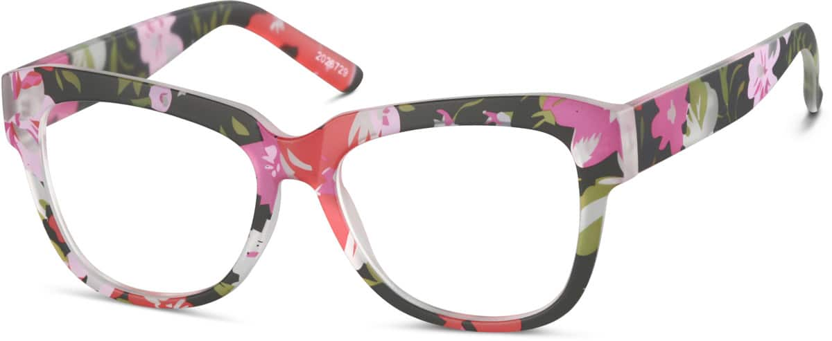 Angle view of Square Glasses 2026729 in Pink