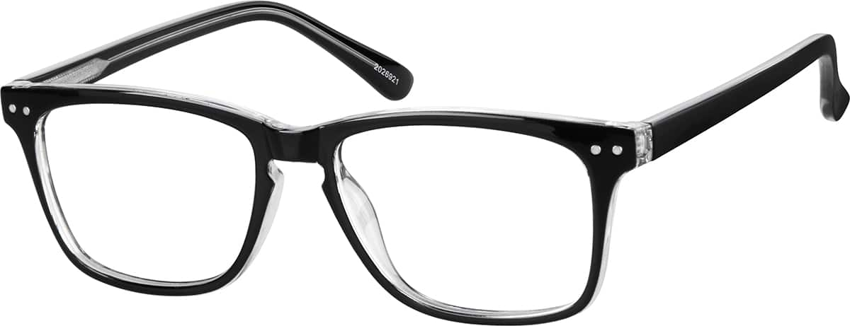 Angle view of Rectangle Glasses 2026921 in Black